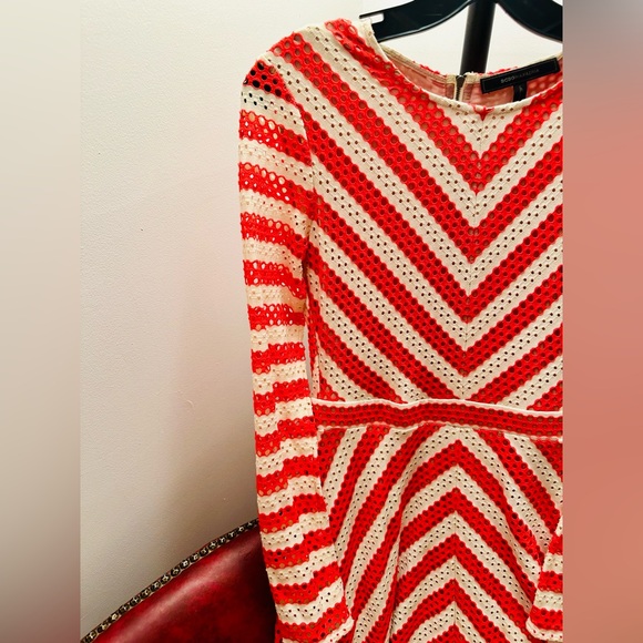 BCBGMAXAZRIA Kristina Poppy Striped Lace A-Line Zip-Back Dress, XS in EUC - Picture 2 of 10